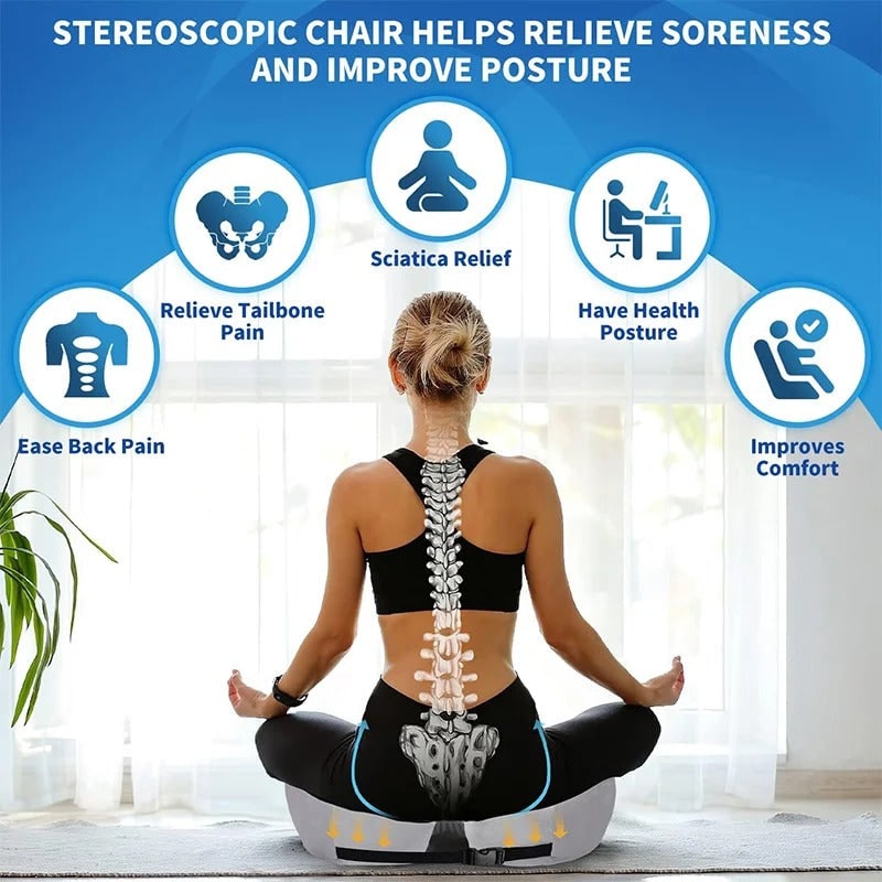 Desk Chair Seat Cushion with Memory Foam and Adjustable Strap for Orthopedic Support - Image 4