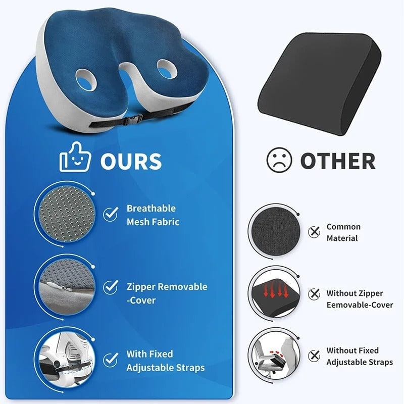 Desk Chair Seat Cushion with Memory Foam Dual Cutouts and Pressure Relief - Image 5