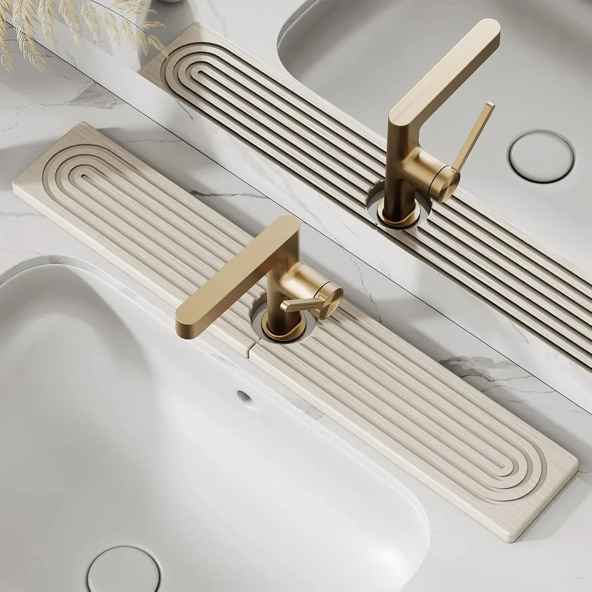 Diatomaceous Earth Faucet Splash Guard with Quick-Dry Absorbent Stone Finish for Kitchen Sink - Image 1