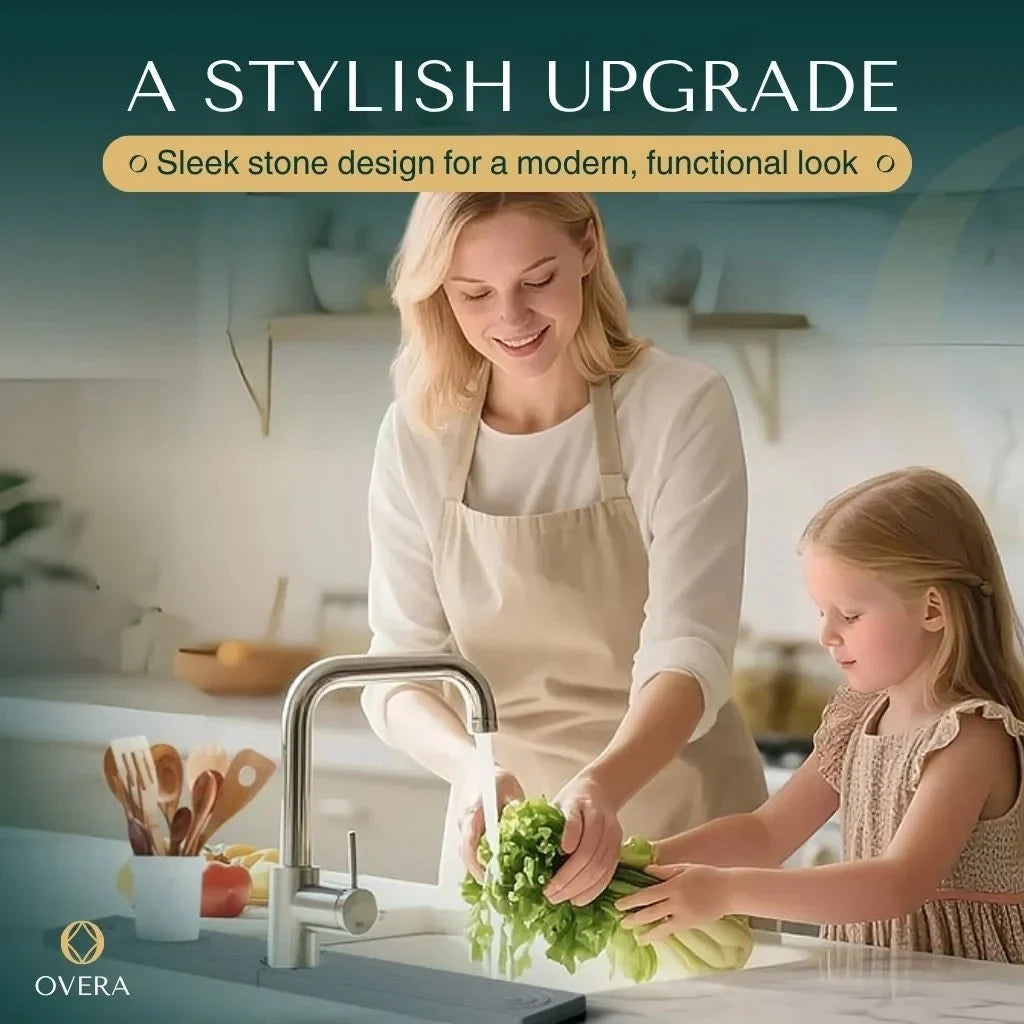 Diatomaceous Earth Faucet Splash Guard with Quick-Dry Absorbent Stone Finish for Kitchen Sink - Image 5