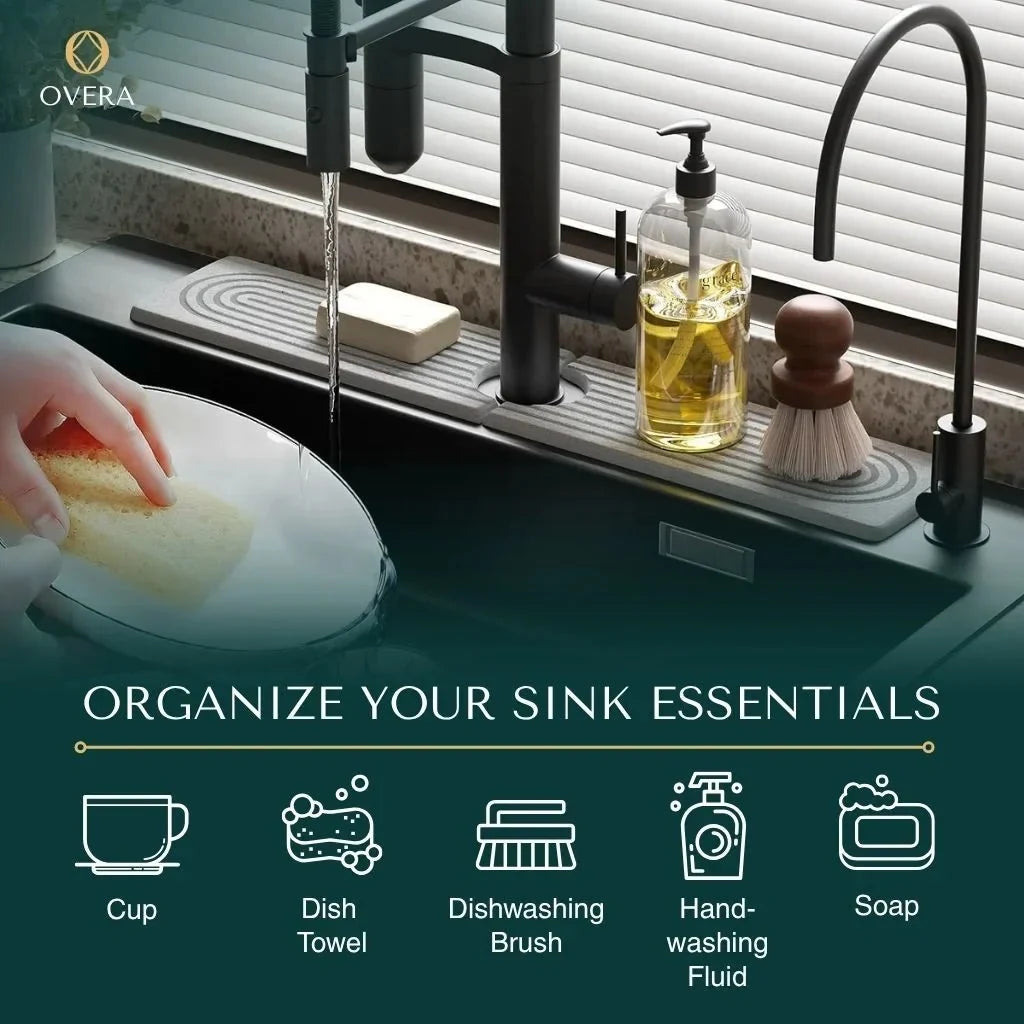 Diatomaceous Earth Faucet Splash Guard with Quick-Dry Absorbent Stone Finish for Kitchen Sink - Image 6