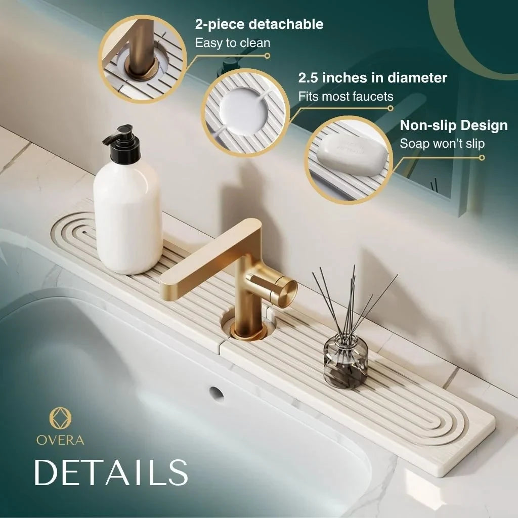 Diatomaceous Earth Faucet Splash Guard with Quick-Dry Absorbent Stone Finish for Kitchen Sink - Image 7
