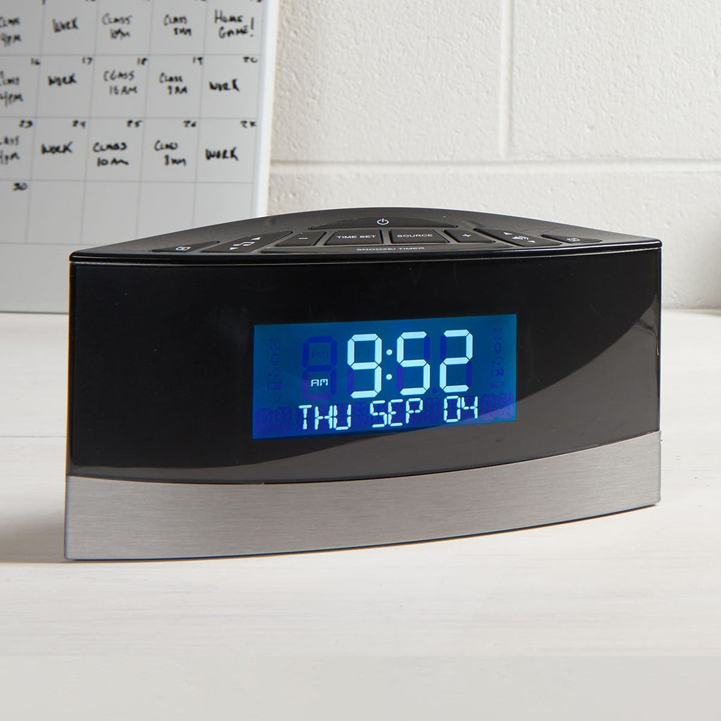 Digital Alarm Clock Radio with Fm Calendar Display and Bedside Blue Backlit Screen - Image 1