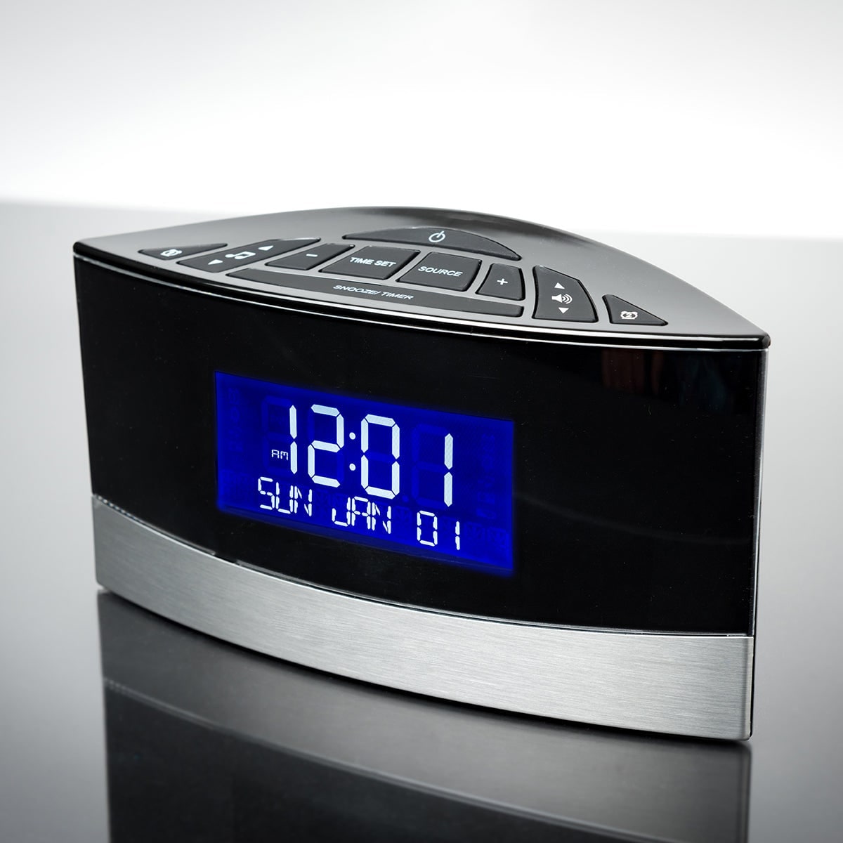 Digital Alarm Clock Radio with Fm Calendar Display and Bedside Blue Backlit Screen - Image 5