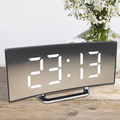 Digital Alarm Clock with Curved Mirror LED Display and Auto Dimming - Image 1