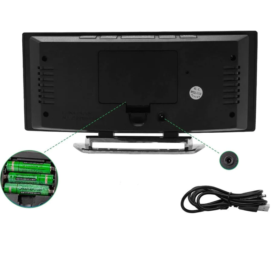 Digital Alarm Clock with Curved Mirror LED Display and Auto Dimming - Image 5