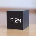 Digital Alarm Clock with Wood Grain Finish and LED Temperature Display - Image 2