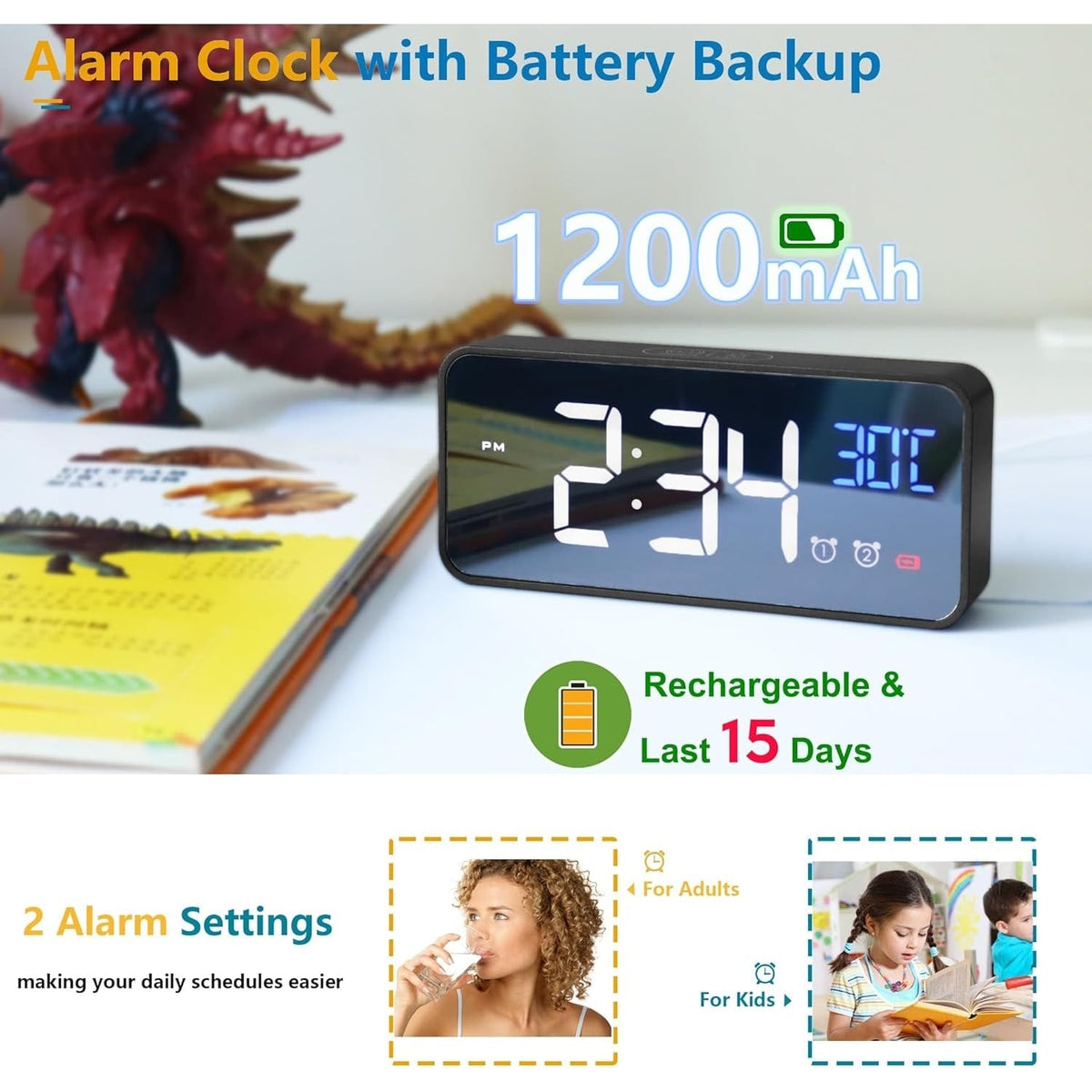 Digital Clock with Seconds Large Display and Calendar Date for Seniors with Remote Control - Image 13