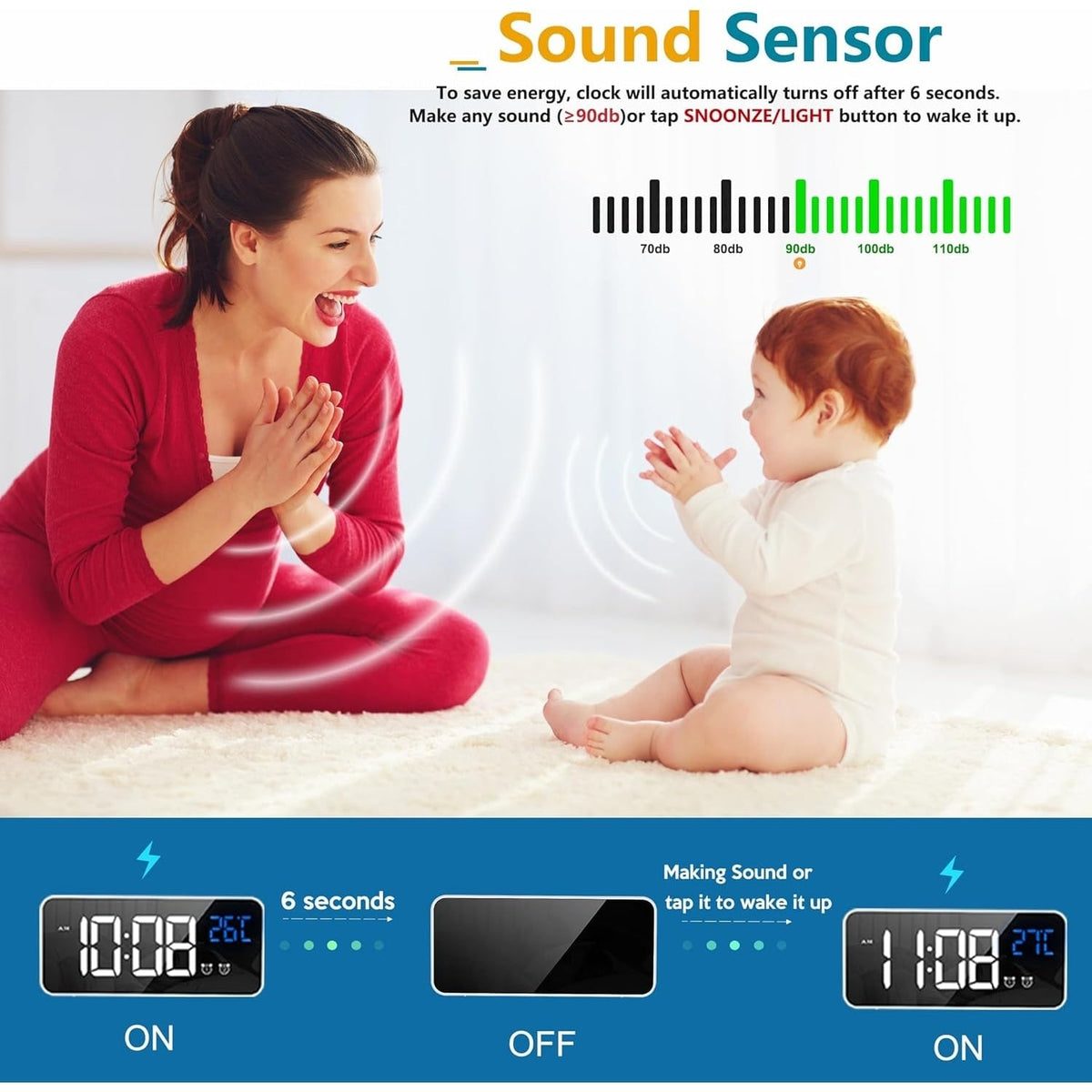 Digital Clock with Seconds Large Display and Calendar Date for Seniors with Remote Control - Image 16