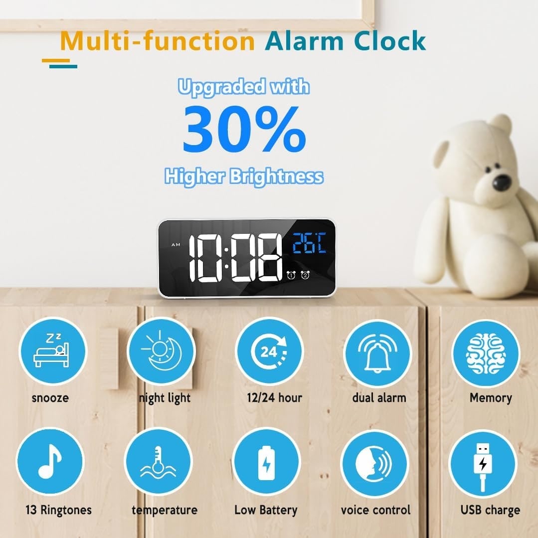 Digital Clock with Seconds Large Display and Calendar Date for Seniors with Remote Control - Image 17
