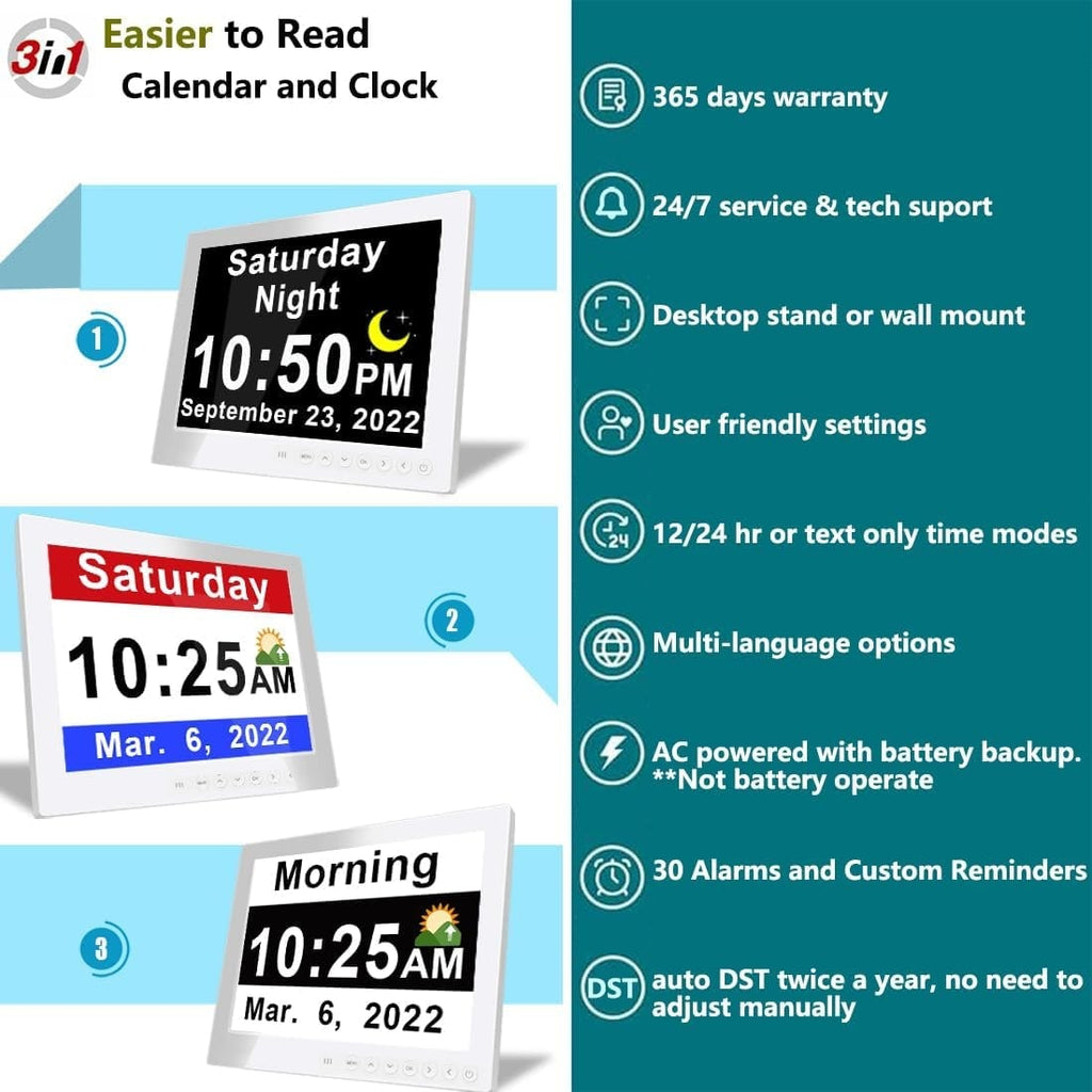 Digital Clock with Seconds Large Display and Calendar Date for Seniors with Remote Control - Image 9