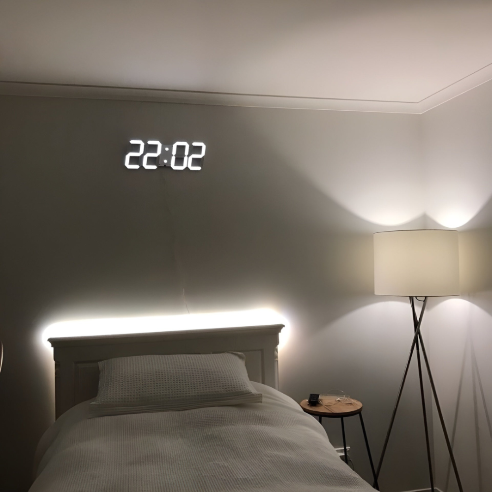 Digital Wall Clock with 3D LED Display and Desk Stand Modern Minimalist Design - Image 1