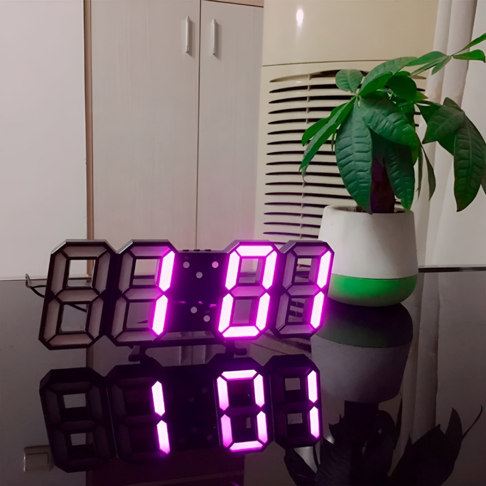 Digital Wall Clock with 3D LED Display and Desk Stand Modern Minimalist Design - Image 2