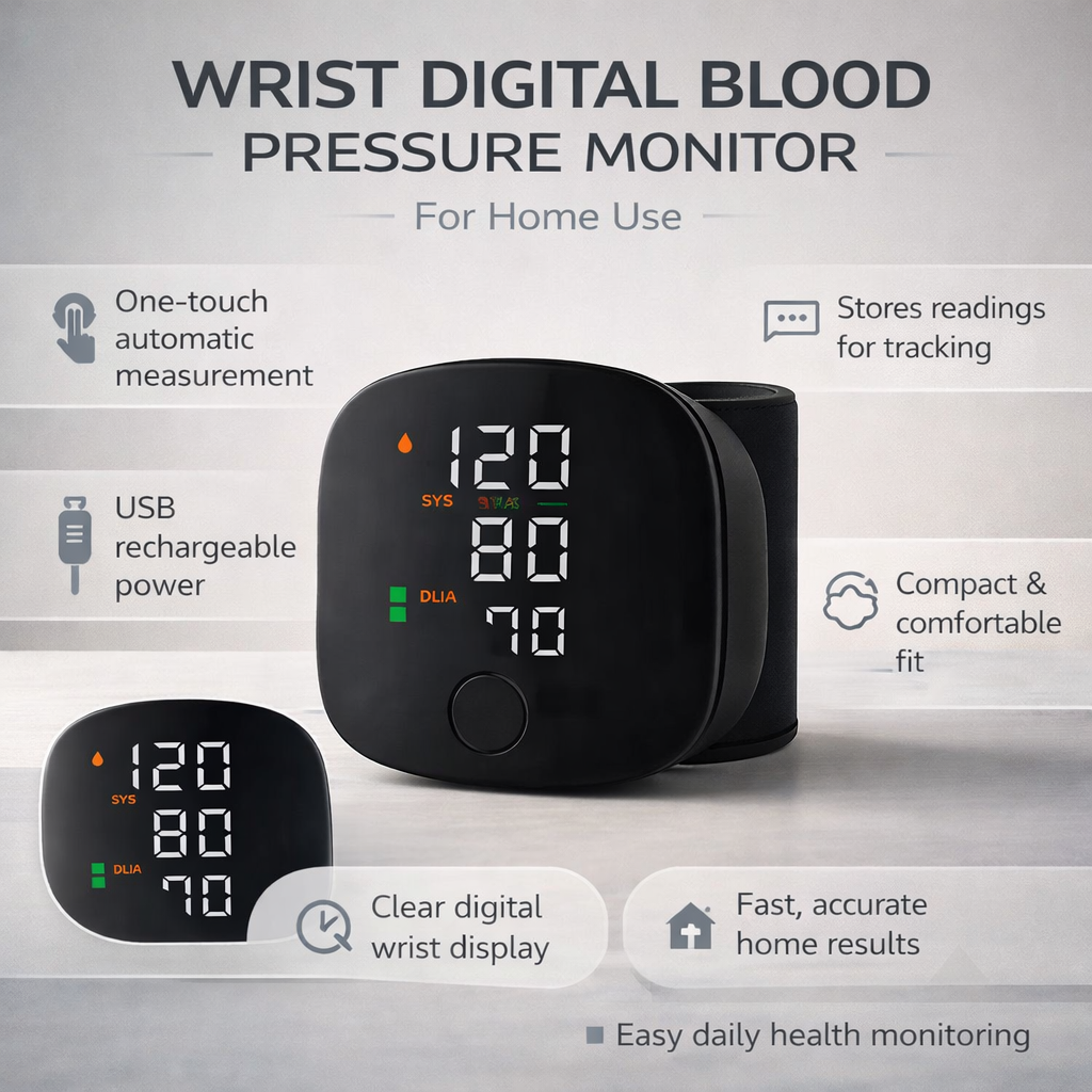 Digital Wrist Blood Pressure Monitoring Machine with Memory Function and Auto Measurement - Image 3
