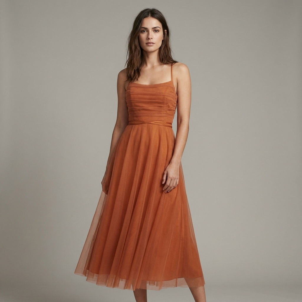 Diletta | Abito Midi Donna Elegante con Tulle