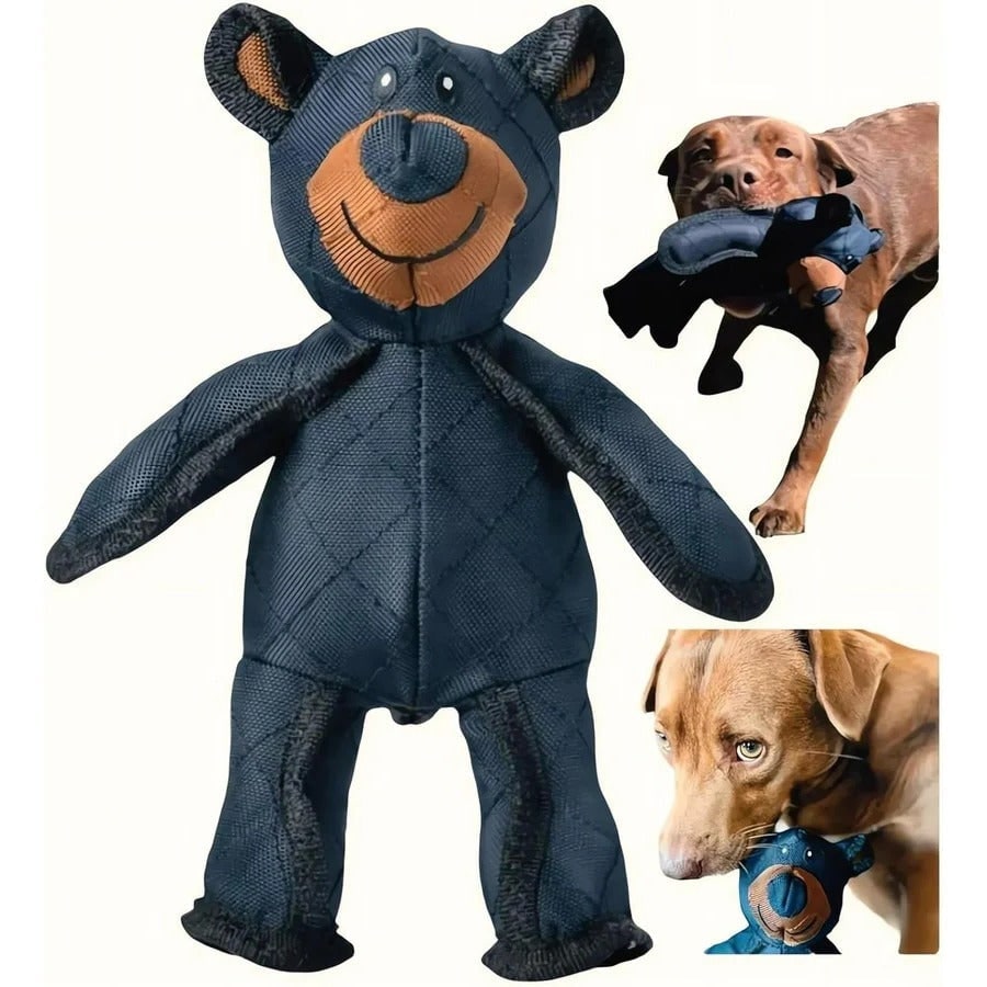 Dog Chew Toy with Reinforced Stitching for Heavy Chewers Interactive Plush Bear - Image 1