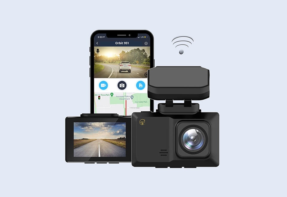 Dual Dash Camera with Front and Rear Lcd Screen Wireless App Control and Adhesive Windshield Mount - Image 4