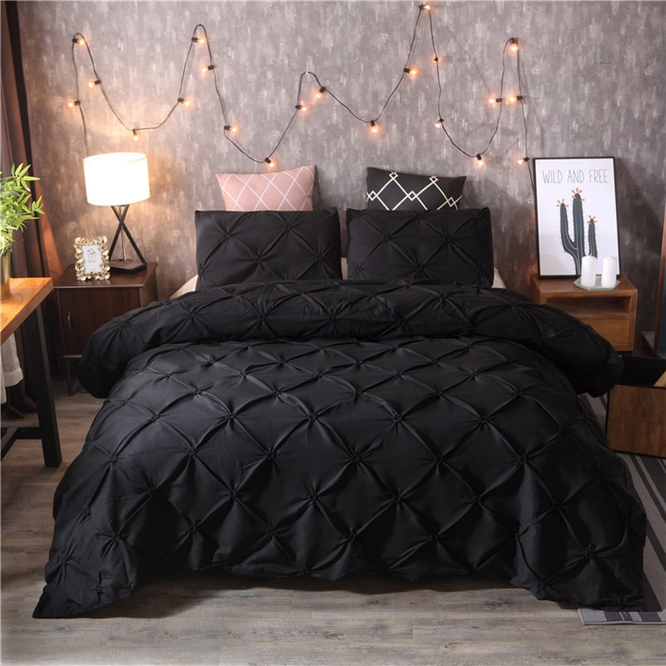 Duvet Cover Set with Pintuck Pinch Pleat Textured Design and Matching Pillow Shams - Image 10