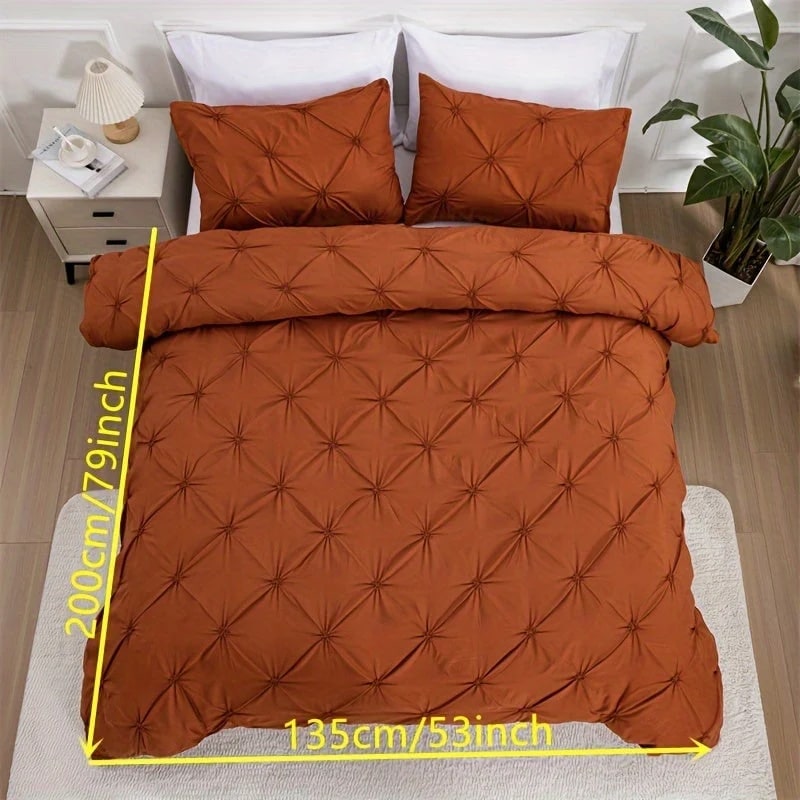 Duvet Cover Set with Pintuck Pinch Pleat Textured Design and Matching Pillow Shams - Image 11