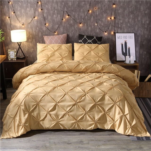 Duvet Cover Set with Pintuck Pinch Pleat Textured Design and Matching Pillow Shams - Image 3