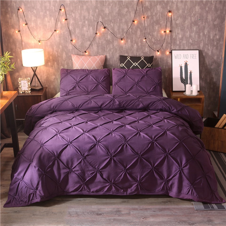 Duvet Cover Set with Pintuck Pinch Pleat Textured Design and Matching Pillow Shams - Image 6