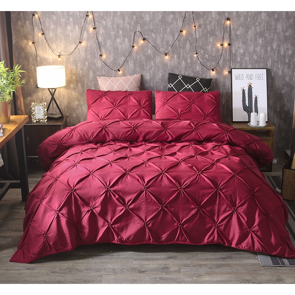 Duvet Cover Set with Pintuck Pinch Pleat Textured Design and Matching Pillow Shams - Image 7