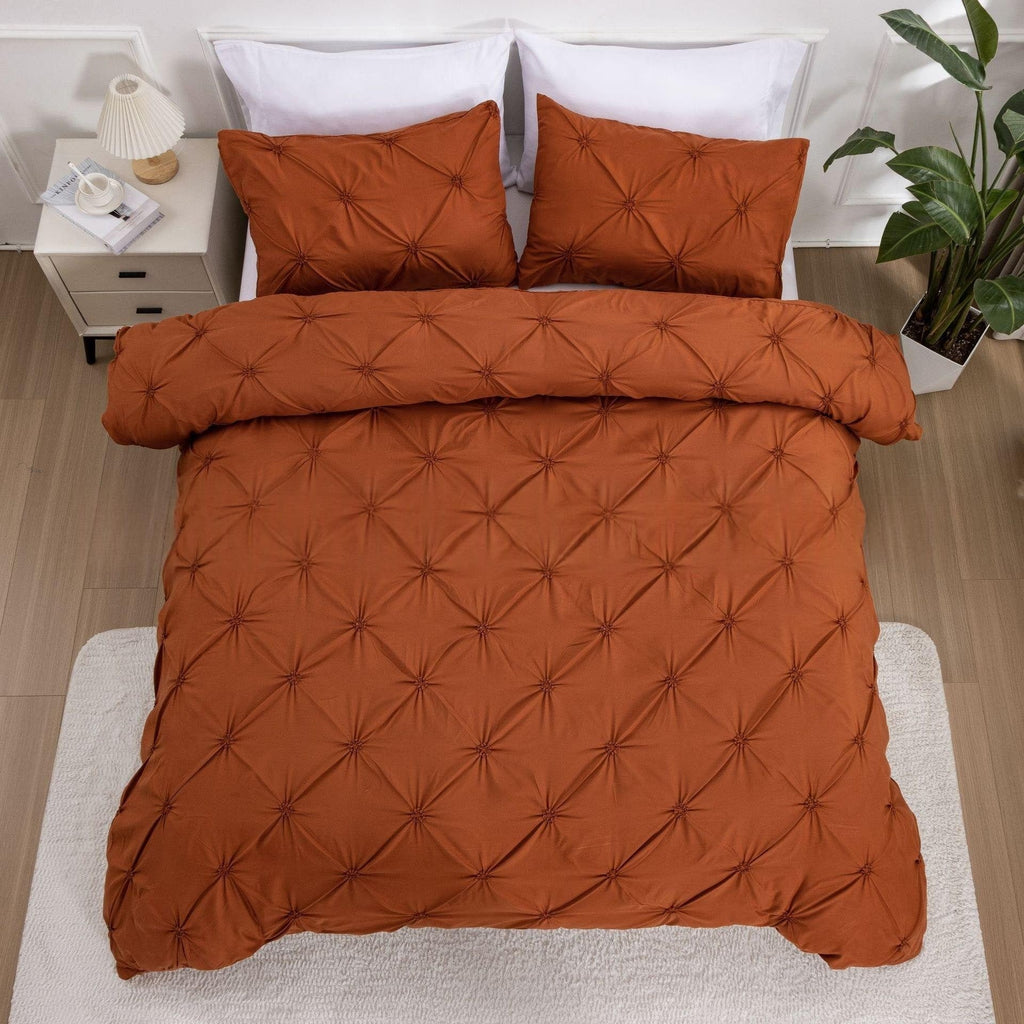Duvet Cover Set with Pintuck Pinch Pleat Textured Design and Matching Pillow Shams - Image 8