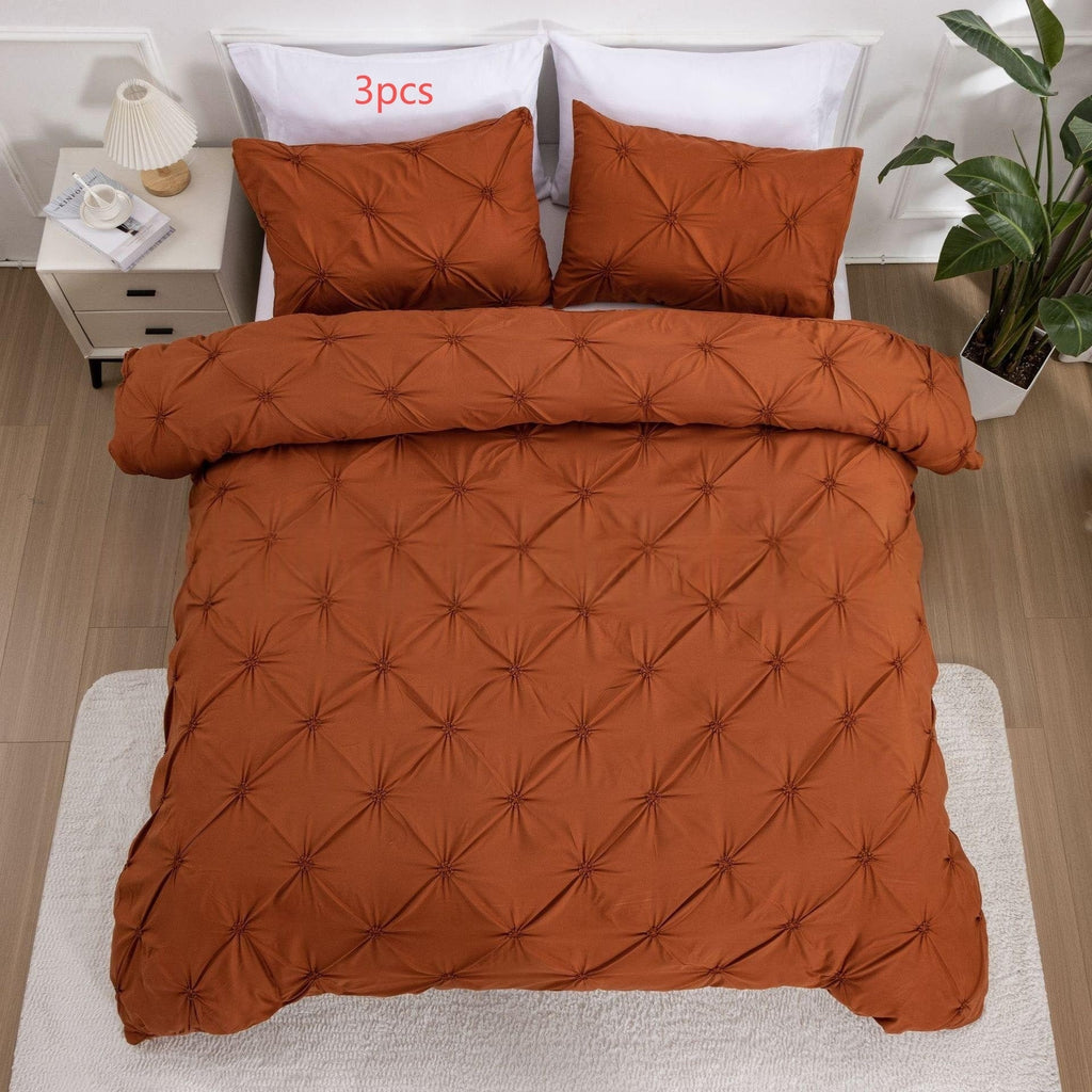 Duvet Cover Set with Pintuck Pinch Pleat Textured Design and Matching Pillow Shams - Image 9
