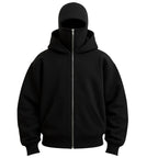 Felpa con cappuccio unisex con zip integrale e copertura per il viso incorporata