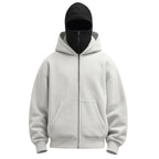 Felpa con cappuccio unisex con zip integrale e copertura per il viso incorporata
