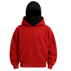 Felpa con cappuccio unisex con zip integrale e copertura per il viso incorporata