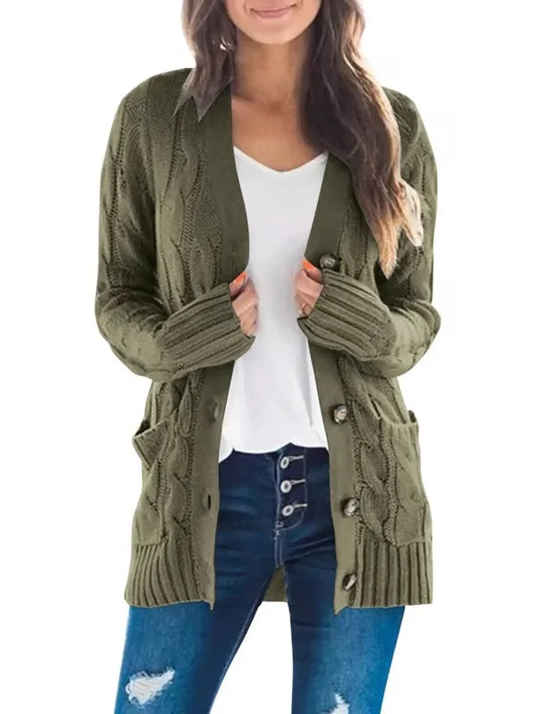 Cardigan casual da donna effetto maglia per autunno e inverno