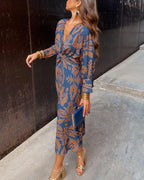 Women's V-Neck Knotted Maxi Evening Dress