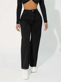 Women's High-Waisted Straight Leg Jeans