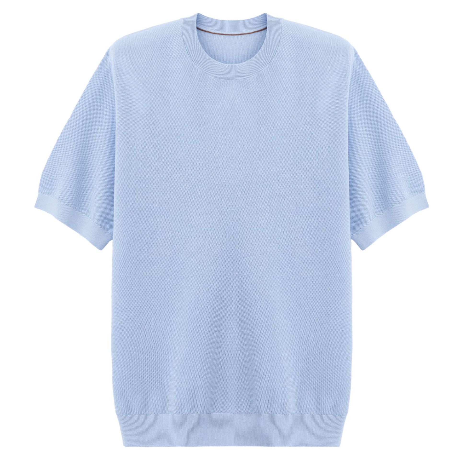 Edoardo | T-Shirt Uomo Maglia Cashmere Maniche Corte Azzurro