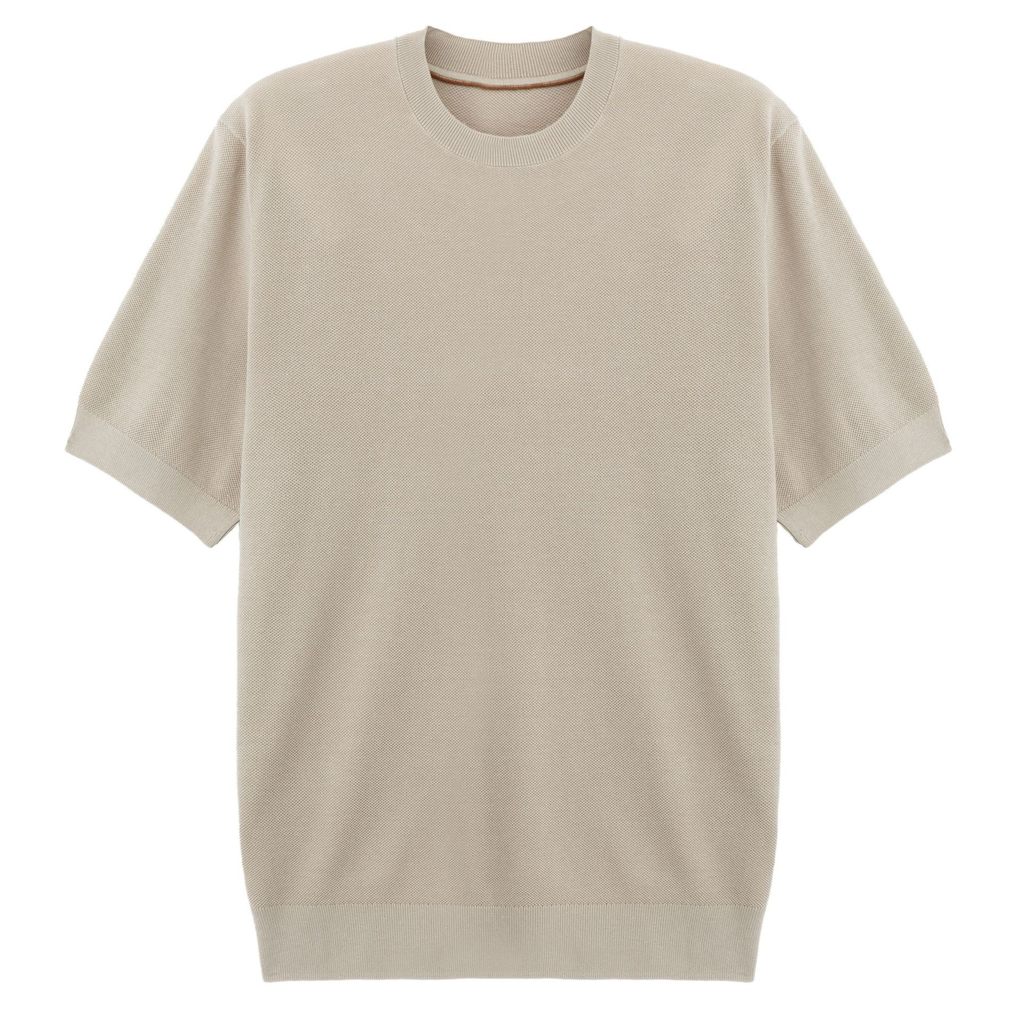 Edoardo | T-Shirt Uomo Maglia Cashmere Maniche Corte Albicocca