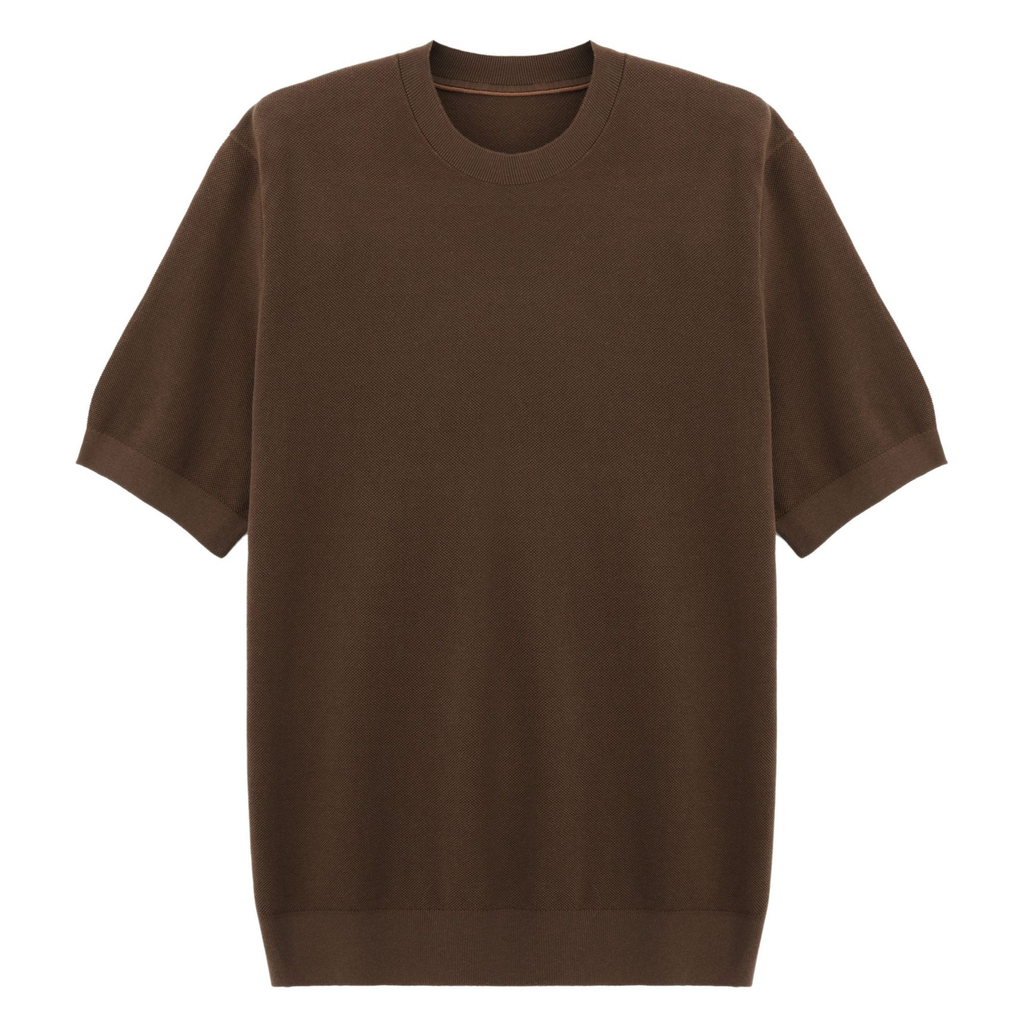 Edoardo | T-Shirt Uomo Maglia Cashmere Maniche Corte Marrone