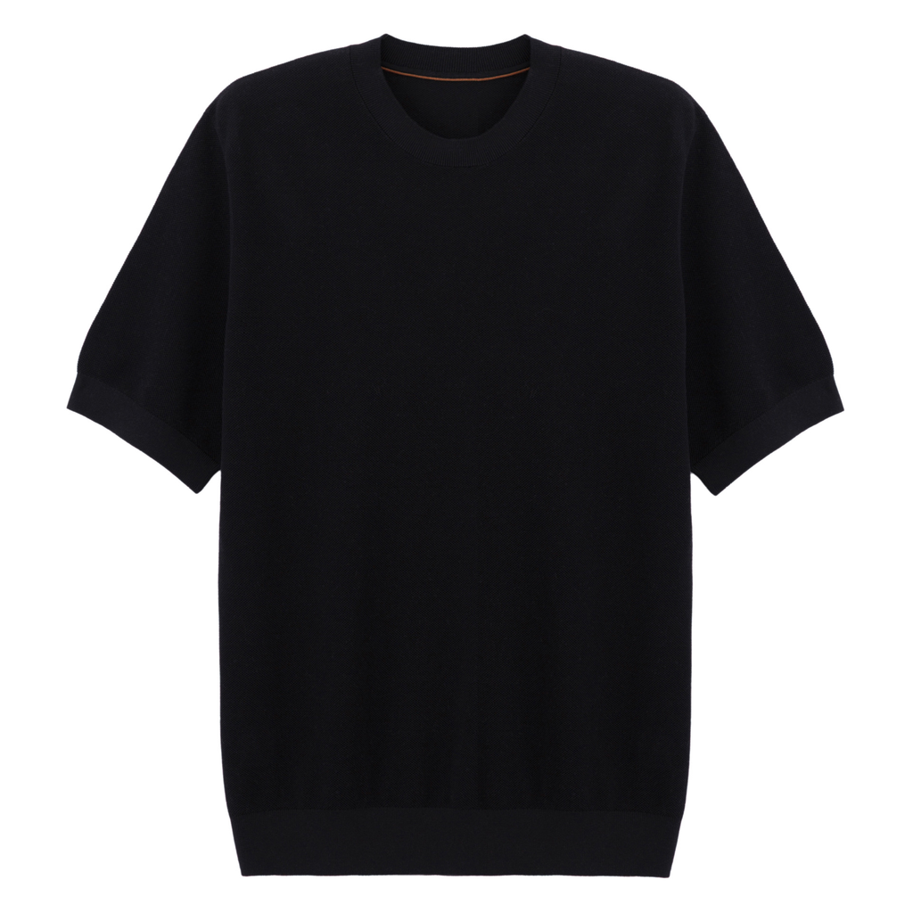 Edoardo | T-Shirt Uomo Maglia Cashmere Maniche Corte Nero
