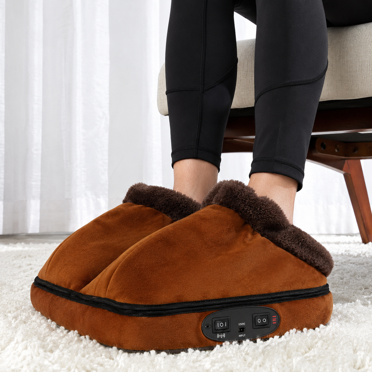 Electric Foot Massager with Heat and Vibration Fleece-Lined Dual Pockets - Image 9