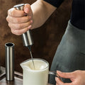 Electric Milk Frother Handheld Cordless with Stainless Steel Storage Sleeve and USB Charging - Image 1