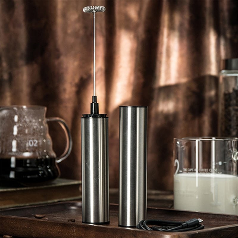 Electric Milk Frother Handheld Cordless with Stainless Steel Storage Sleeve and USB Charging - Image 4