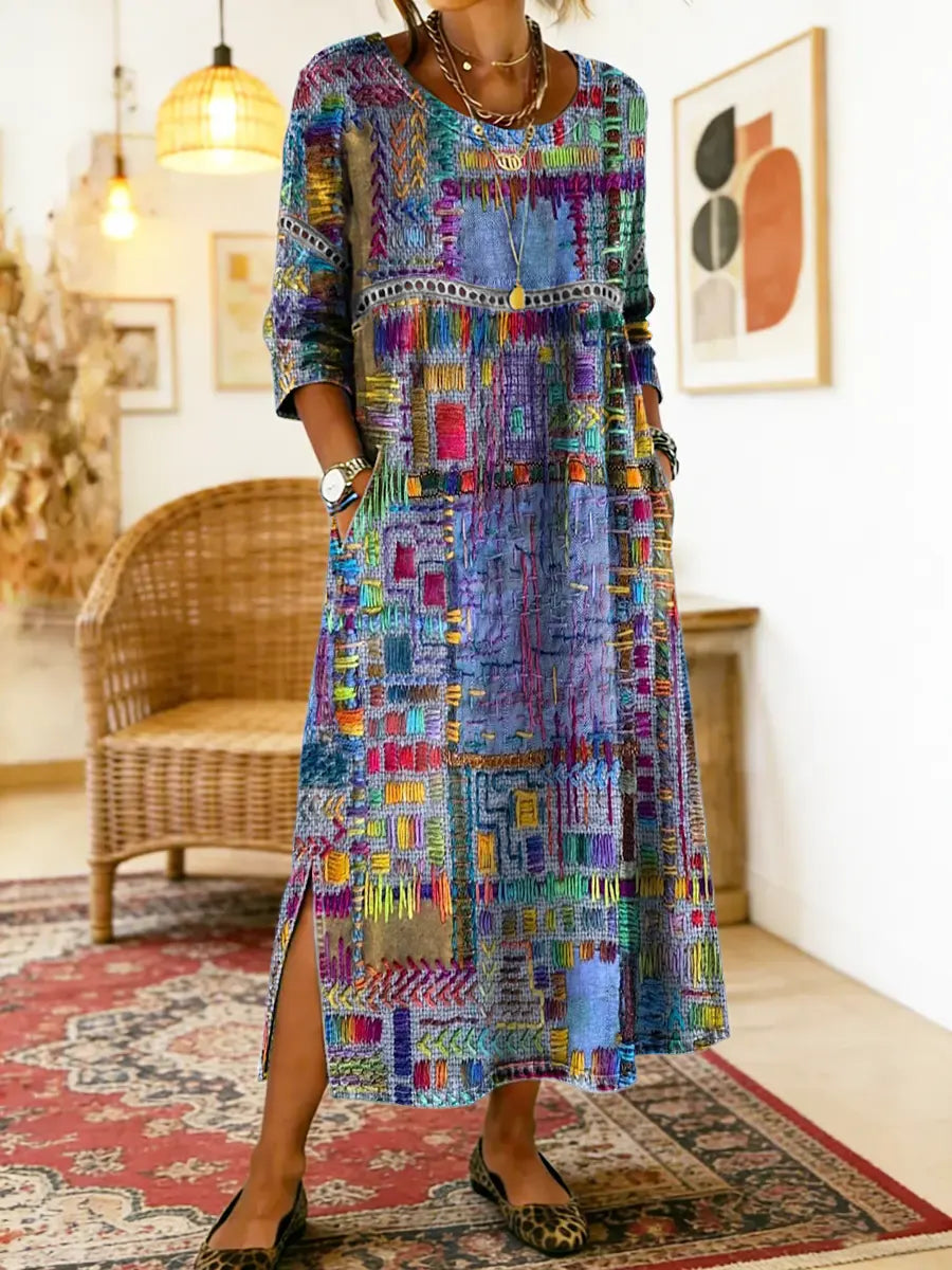 Eleonora | Abito Midi Patchwork Multicolore Multicolore