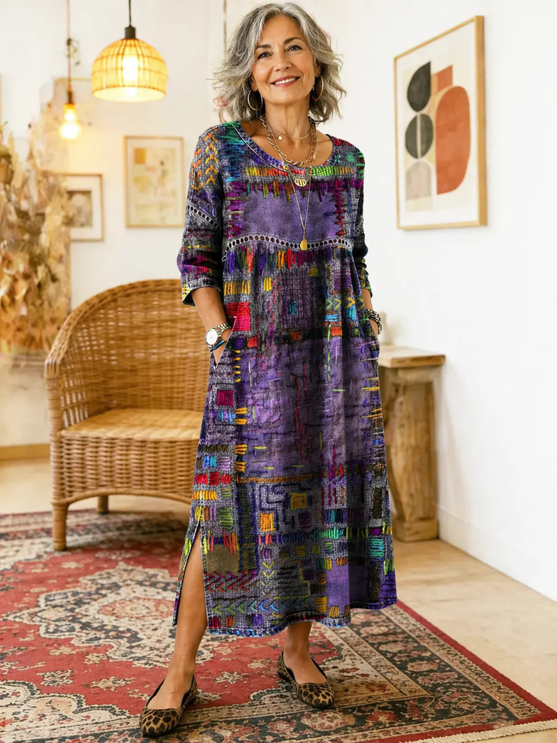 Eleonora | Abito Midi Patchwork Multicolore