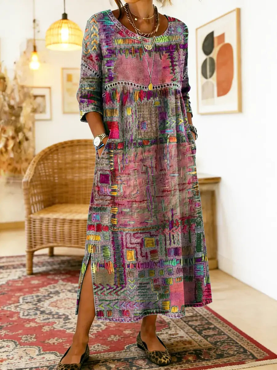 Eleonora | Abito Midi Patchwork Multicolore