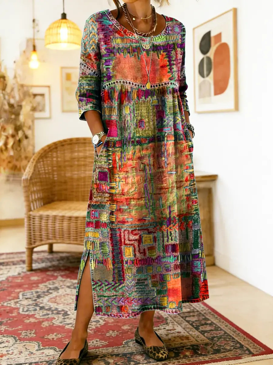Eleonora | Abito Midi Patchwork Multicolore