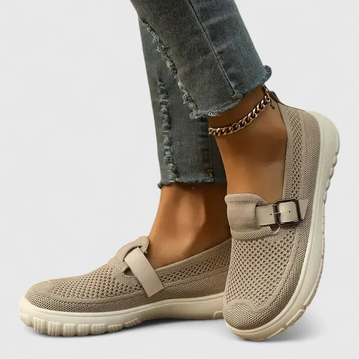 Eleonora | Scarpe Donna Slip-On Fibbia Beige