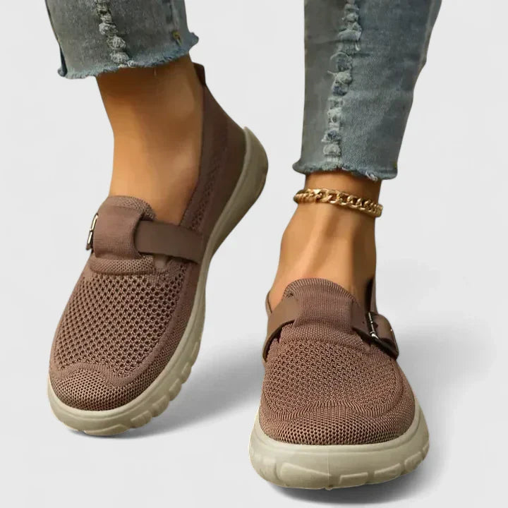 Eleonora | Scarpe Donna Slip-On Fibbia Marrone
