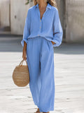 Elisa | Completo Donna 2 Pezzi Camicia Pantalone Estivo Azzurro