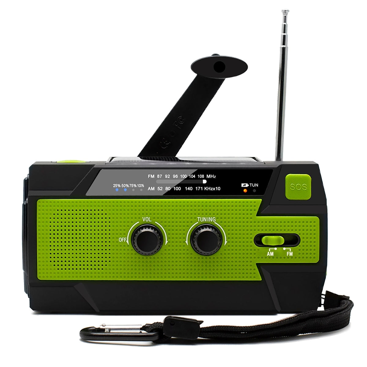 Emergency Radio Beacon with Hand Crank Solar Panel and LED Flashlight - Image 2