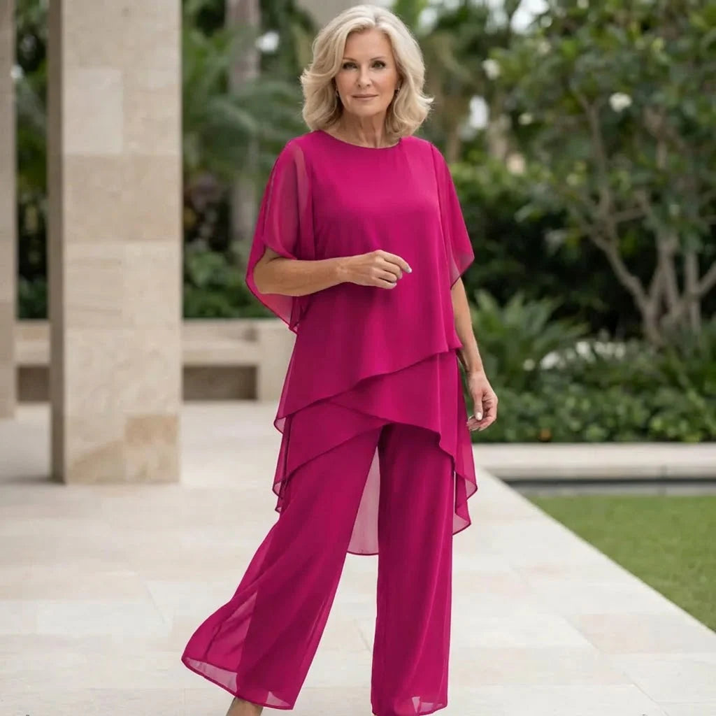 Emma | Completo Donna Pantalone Palazzo Drappeggio Viola